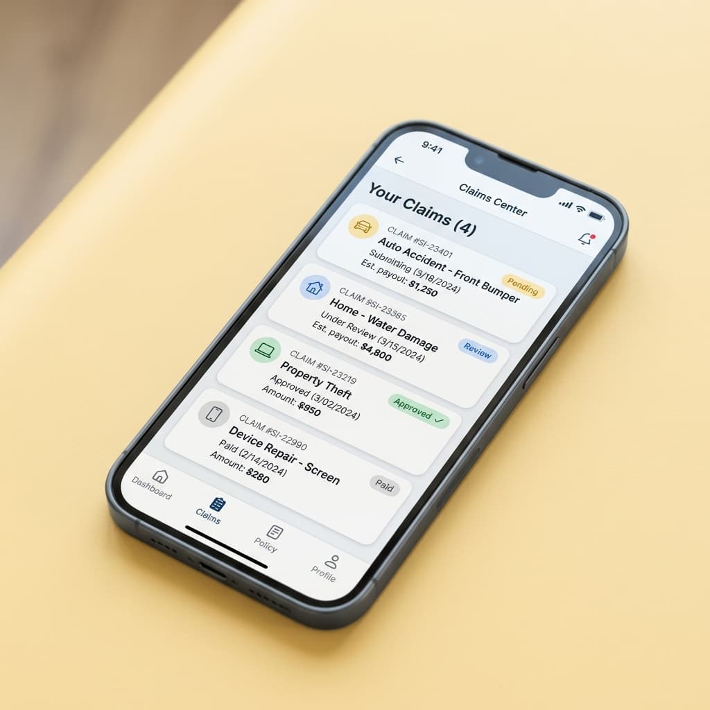 Making a claim in the app