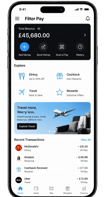Filter Pay App Homepage on Phone