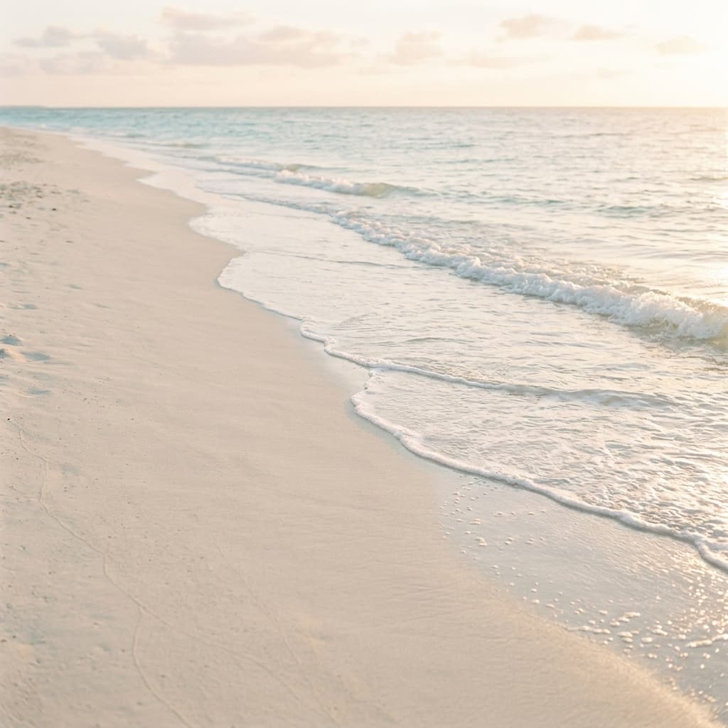 Sandy beach with gentle waves