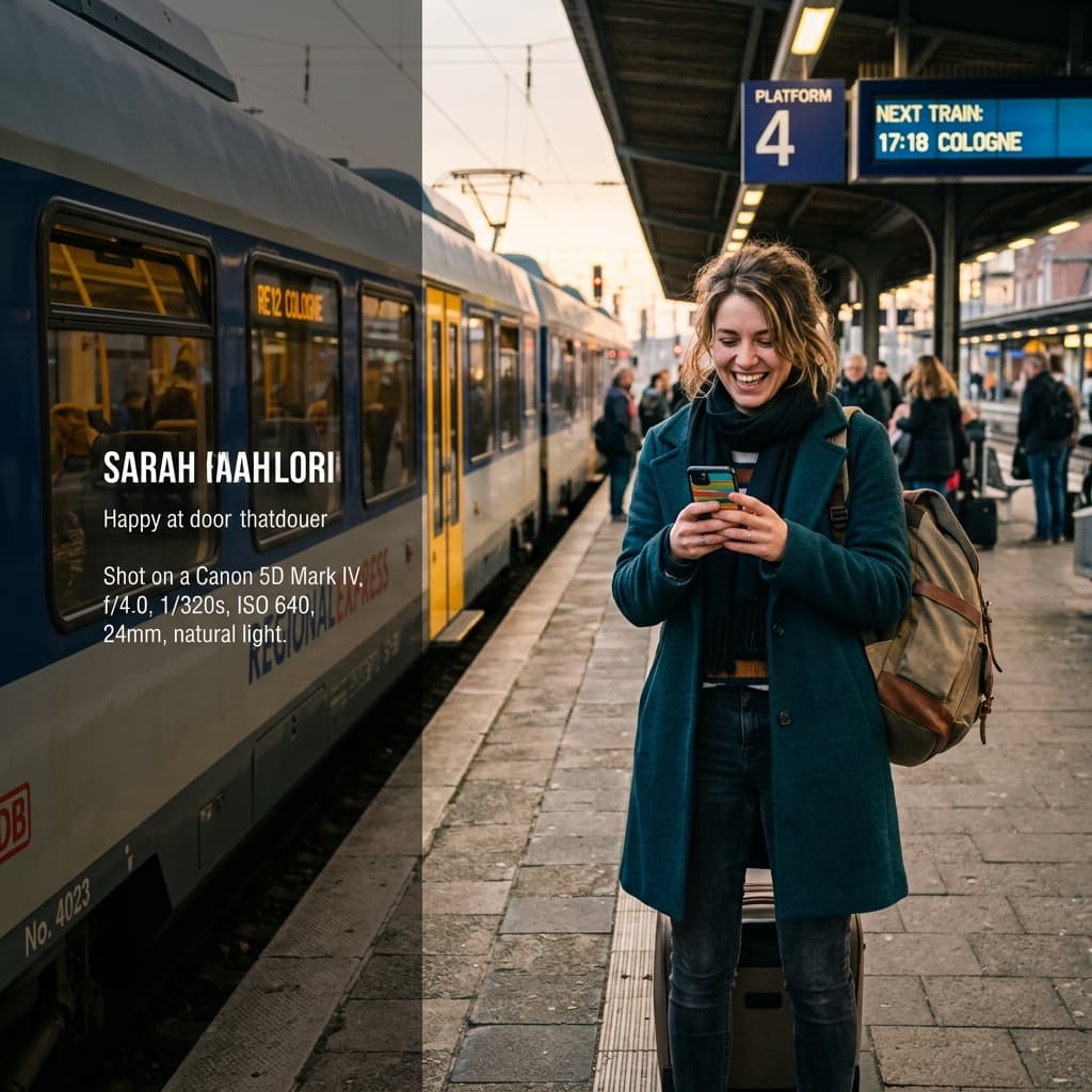 Woman traveling by train